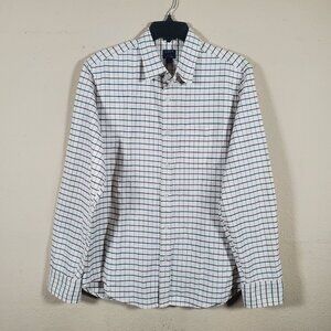 J.Crew Flex Oxford Button-Up — M Slim Fit — Burgundy Navy Plaid